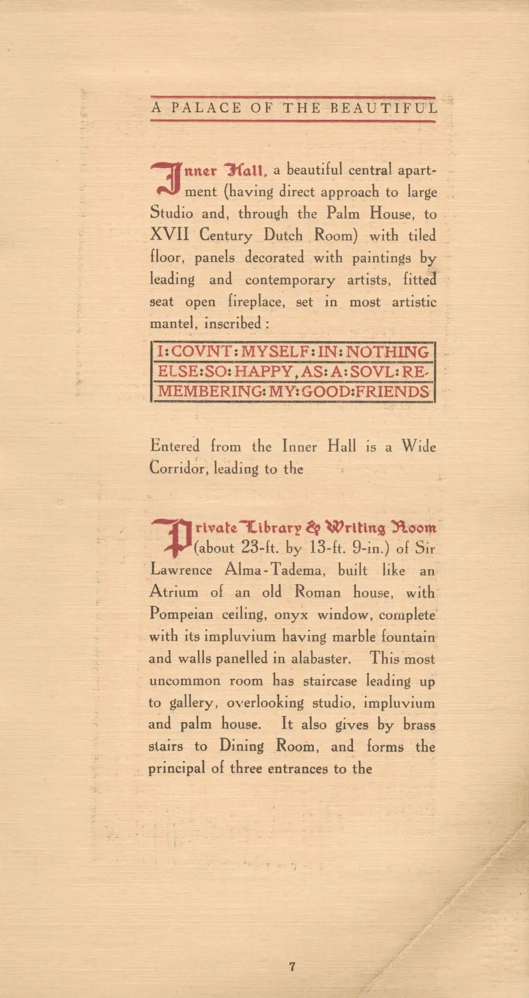 Brochure page describing the Inner Hall